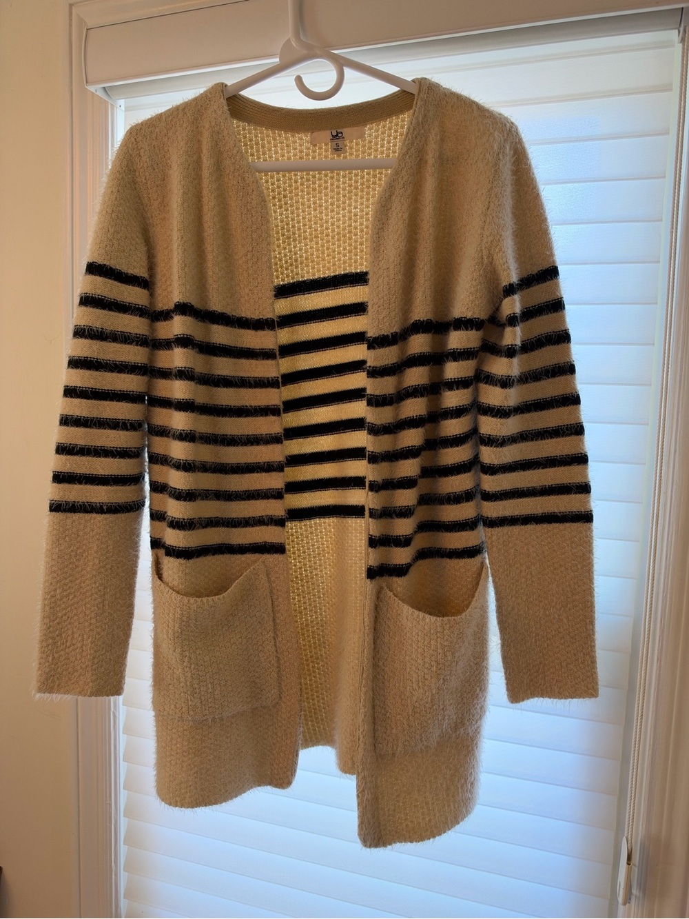 Ya Los Angeles Cream and Black Striped Open Cardigan